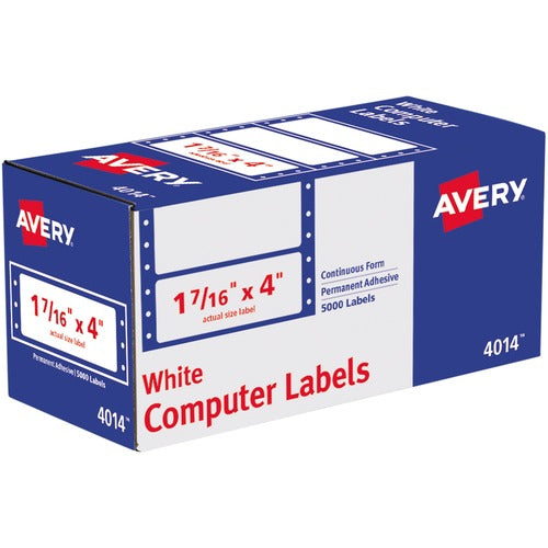 Avery&reg; Continuous Form Computer Labels, Permanent Adhesive, 4" x 1-7/16" , 5,000 Labels - AVE04014