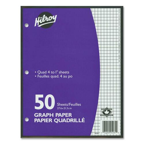 Hilroy 4:1" Two-Sided Quad Ruled Filler Paper - HLR05281