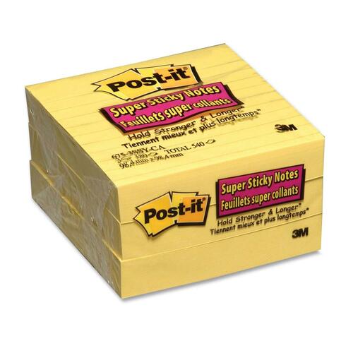 Post-it&reg; Super Sticky Ruled Adhesive Notes - MMM6753SSCYC