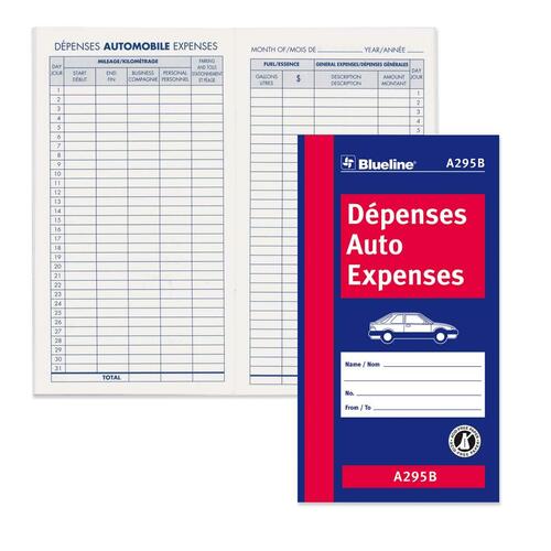 Blueline Bilingual Auto Expense Log Book - BLIA295B