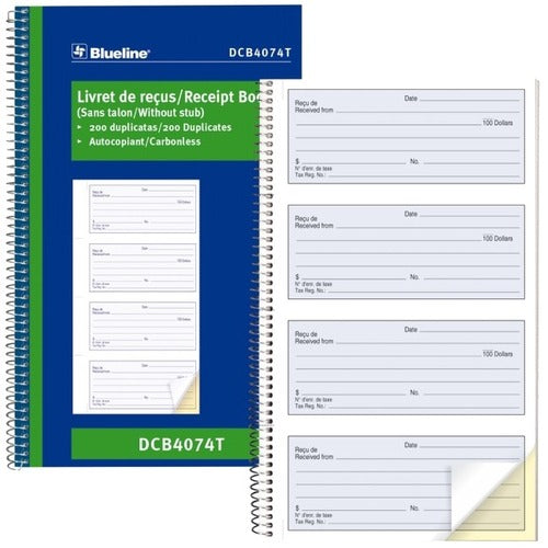 Blueline Bilingual Receipt Book - BLIA4074BT