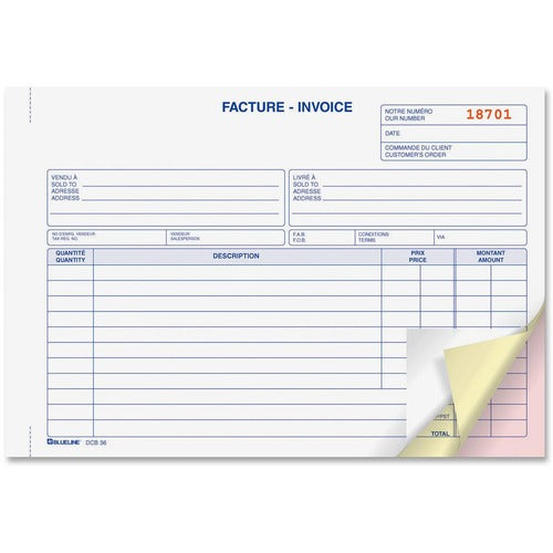 Blueline Bilingual Invoice Book - BLIDCB37