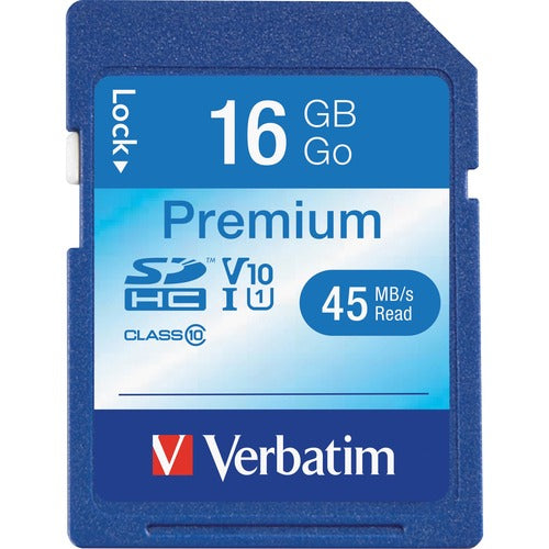 Verbatim 16GB Premium SDHC Memory Card, UHS-I V10 U1 Class 10 - VER96808