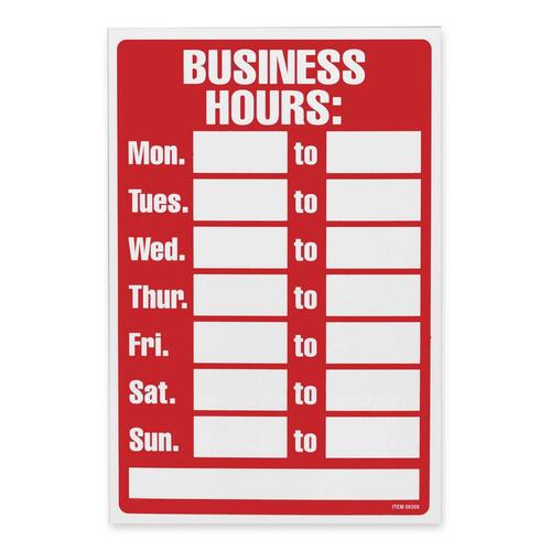 U.S. Stamp & Sign Business Hours Sign - USS9309