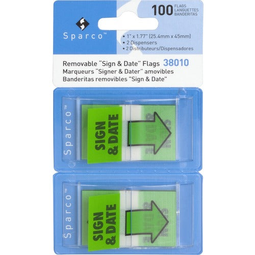 Sparco Sparco "Sign & Date" Preprinted Flags in Dispenser SPR38010