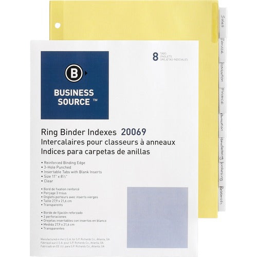 Business Source Buff Stock Ring Binder Indexes - BSN20069