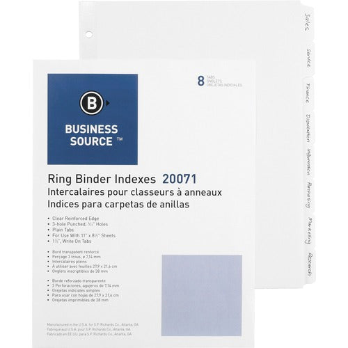 Business Source 3-Ring Plain Tab Indexes - BSN20071