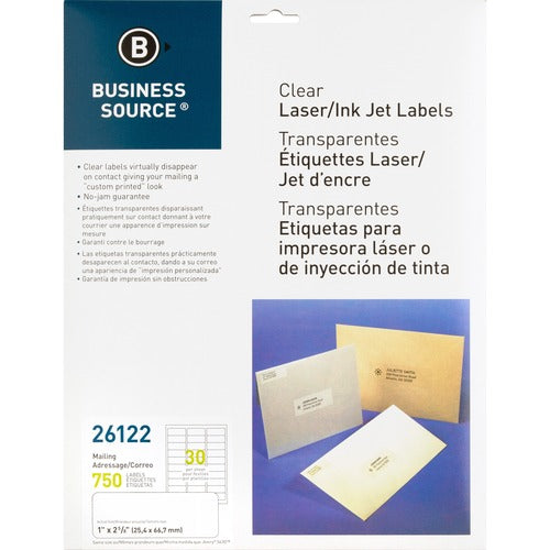 Business Source Clear Laser Print Mailing Labels - BSN26122