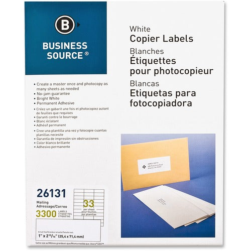 Business Source Bright White Copier Labels - BSN26131