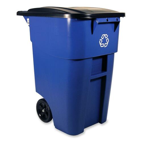 Rubbermaid Brute Recycling Rollout Container with Lid - RUB9W2773BLUE
