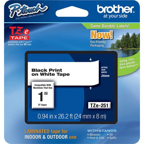 Brother P-touch TZe 1" Laminated Tape Cartridge - BRTTZE251