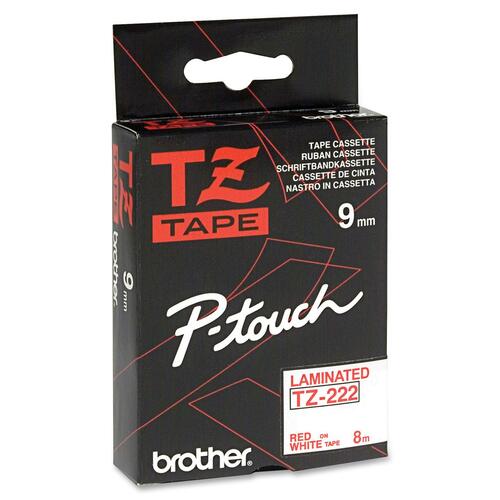 Brother TZe Red on White Label Tape - BRTTZE222