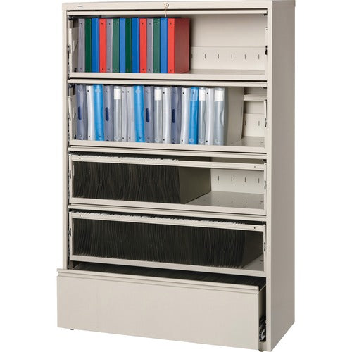Lorell Receding Lateral File with Roll Out Shelves - 5-Drawer - LLR43516 FYNZ  FRN