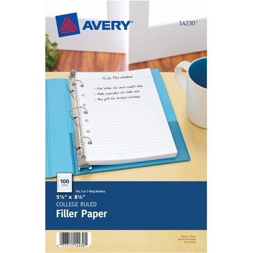 Avery&reg; Filler paper for 3-Ring/7-Ring Mini Binders - AVE14230