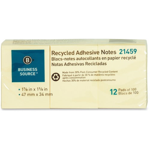 Business Source Yellow Adhesive Notes - BSN21459
