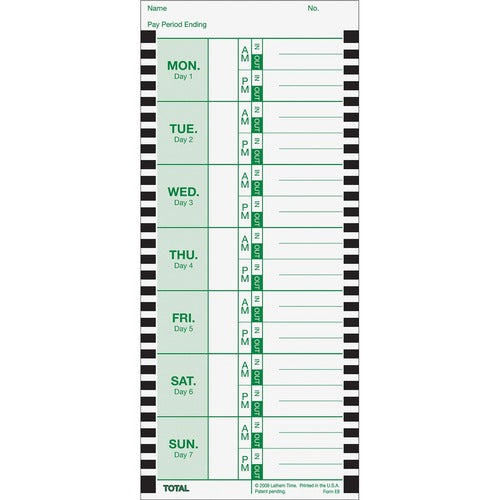 Lathem Thermal Time Clock Weekly Attendance Cards - LTHE8100