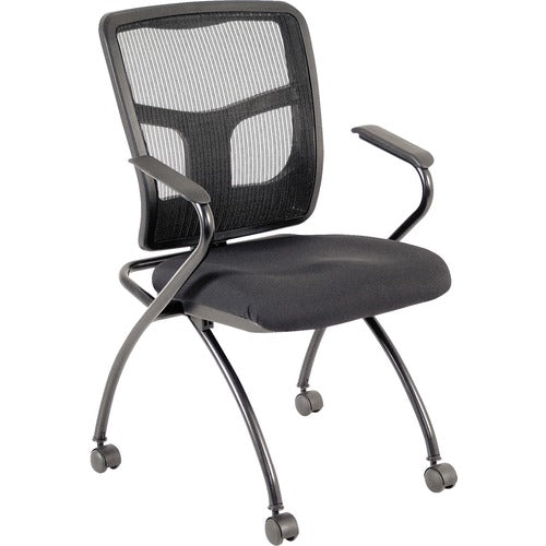Lorell Mesh Back Fabric Seat Nesting Chairs - 2/CT - LLR84374 FYNZ  FRN