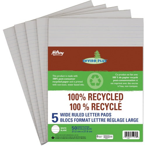 Hilroy 100% Recycled Wide Ruled Letter Pad - HLR51056