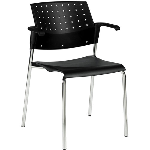 Global Sonic Stacking Chair with Arm and Polypropylene Back - GLB6513WSBLK