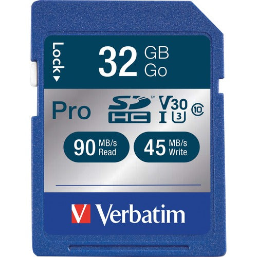 Verbatim 32GB Pro 600X SDHC Memory Card, UHS-I V30 U3 Class 10 - VER98047