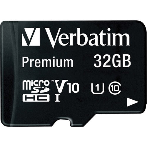 Verbatim 32GB Premium microSDHC Memory Card with Adapter, UHS-I V10 U1 Class 10 - VER44083