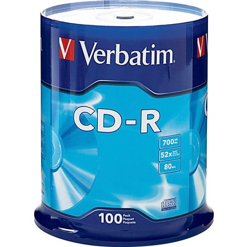 Verbatim 94554 CD Recordable Media - CD-R - 52x - 700 MB - 100 Pack Spindle - VER94554