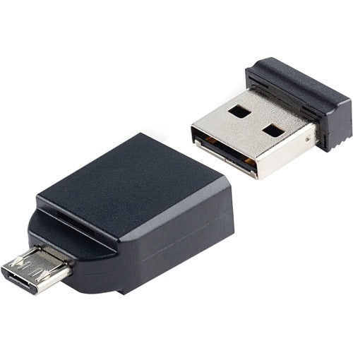 Verbatim Verbatim 16GB Nano USB Flash Drive with USB OTG Micro Adapter - Black VER49821