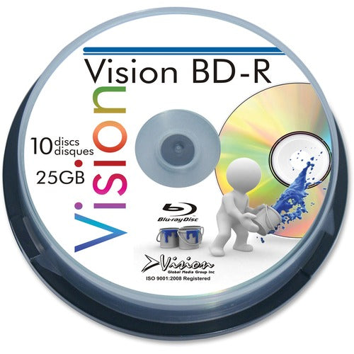 Vision Vision Blu-ray Recordable Media - BD-R - 6x - 25 GB - 10 Pack Spindle VSN790010