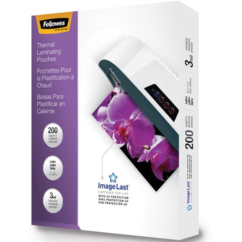 Fellowes Thermal Laminating Pouches - ImageLast&trade;, Jam Free, Letter, 3mil, 200 pack - FEL5244101