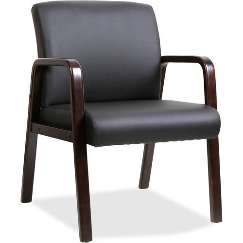 Lorell Black Leather Wood Frame Guest Chair - LLR40201