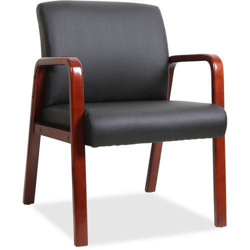 Lorell Black Leather Wood Frame Guest Chair - LLR40202