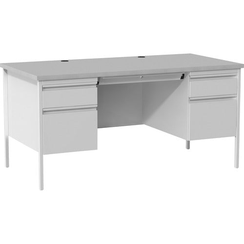 Lorell Grey Double Pedestal Steel/Laminate Desk - LLR60935 FYNZ  FRN