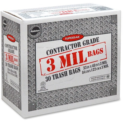 Supersak Contractor Grade 3 Mil Trash Bags - RLS37901