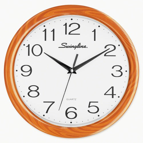 Swingline 12" Woodgrain Round Wall Clock - SWI27007