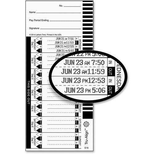 Lathem E16 Tru-Align Time Cards - LTHE16100