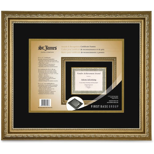 First Base Awards & Certificate Frame. Florentine Gold Double Mat - FST83908