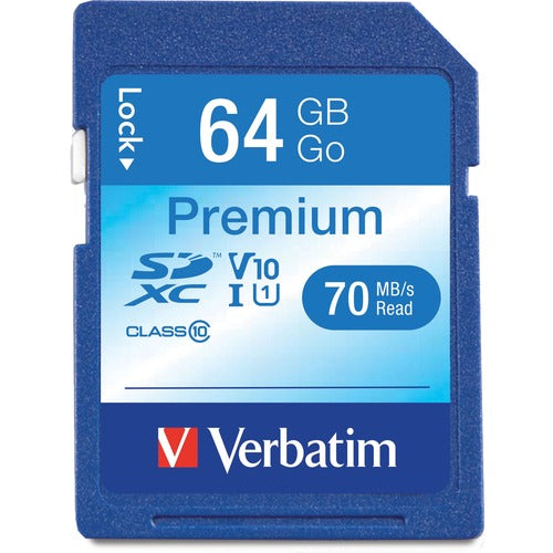 Verbatim 64GB Premium SDXC Memory Card, UHS-I V10 U1 Class 10 - VER44024
