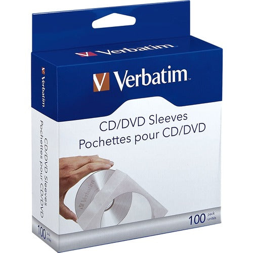 Verbatim CD/DVD Paper Sleeves with Clear Window - 100pk Box - VER49976