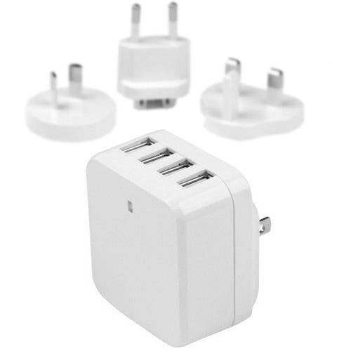 StarTech.com Star Tech.com Travel USB Wall Charger - 4 Port - White - Universal Travel Adapter - International Power Adapter - USB Charger STCUSB4PACWH