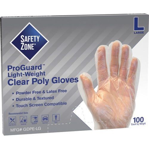 Safety Zone Safety Zone Clear Powder Free Polyethylene Gloves SZNGDPELG