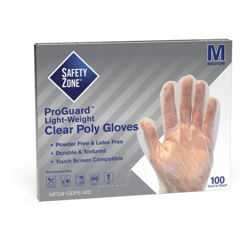 Safety Zone Safety Zone Clear Powder Free Polyethylene Gloves SZNGDPEMD