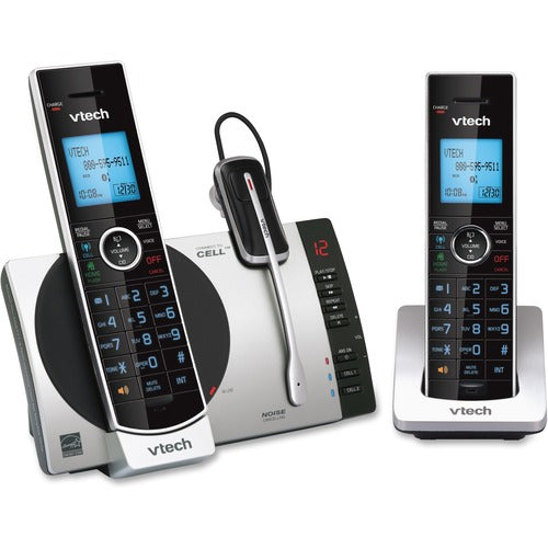 VTech Connect to Cell DS6771-3 DECT 6.0 Cordless Phone - Black, Silver - VTEDS67713