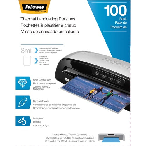 Fellowes Thermal Laminating Pouches - Letter, 3 mil, 100 pack - FEL5743301