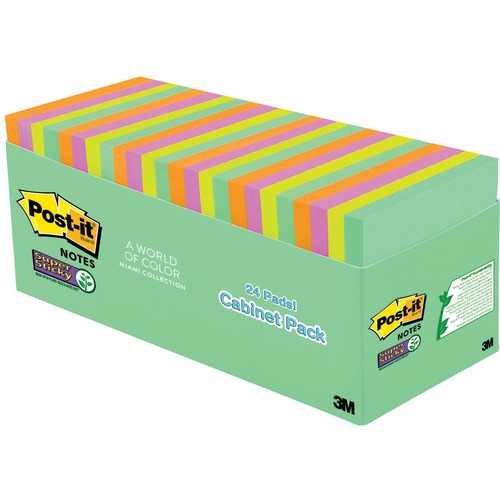 Post-it&reg; Miami Super Sticky Notes Cabinet Pack - MMM65424SSMIA