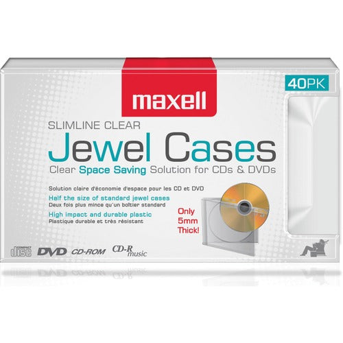 Maxell Jewel Cases Slim Line - Clear (40 Pack) - MAX190074OD