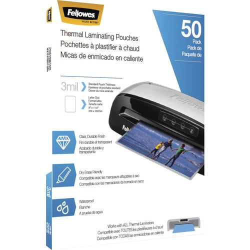 Fellowes Thermal Laminating Pouches - Letter, 3mil, 50 pack - FEL5744301