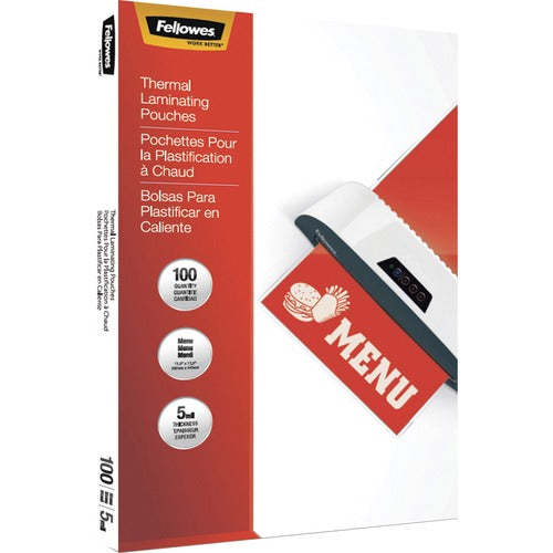 Fellowes Thermal Laminating Pouches - Menu, 5mil, 100 pack - FEL5746001