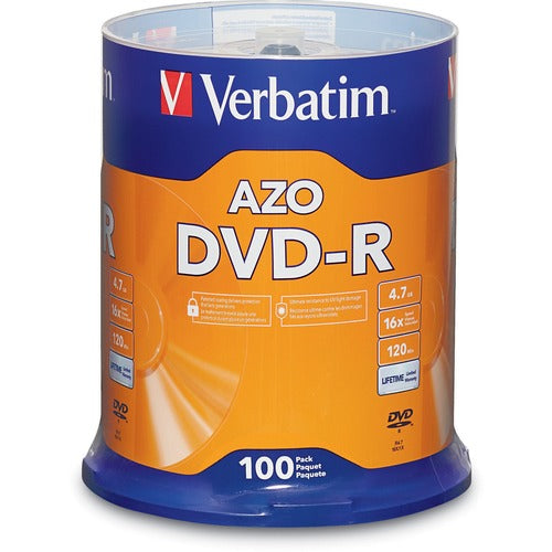 Verbatim AZO DVD-R 4.7GB 16X with Branded Surface - 100pk Spindle - VER95102