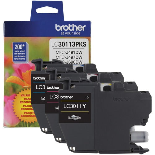 Brother LC30113PKS Original Ink Cartridge - Tri-pack - Cyan, Magenta, Yellow - BRTLC30113PKS