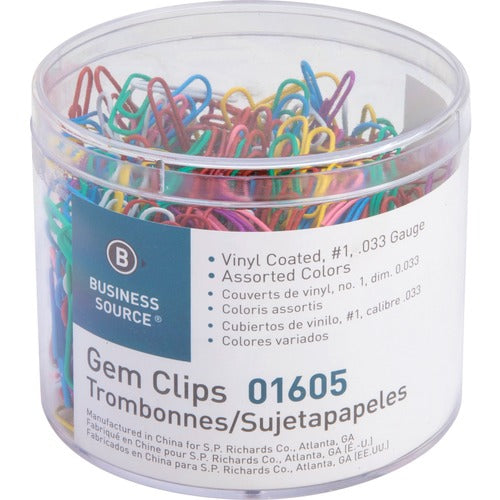 Business Source Vinyl-coated Gem Clips - BSN01605